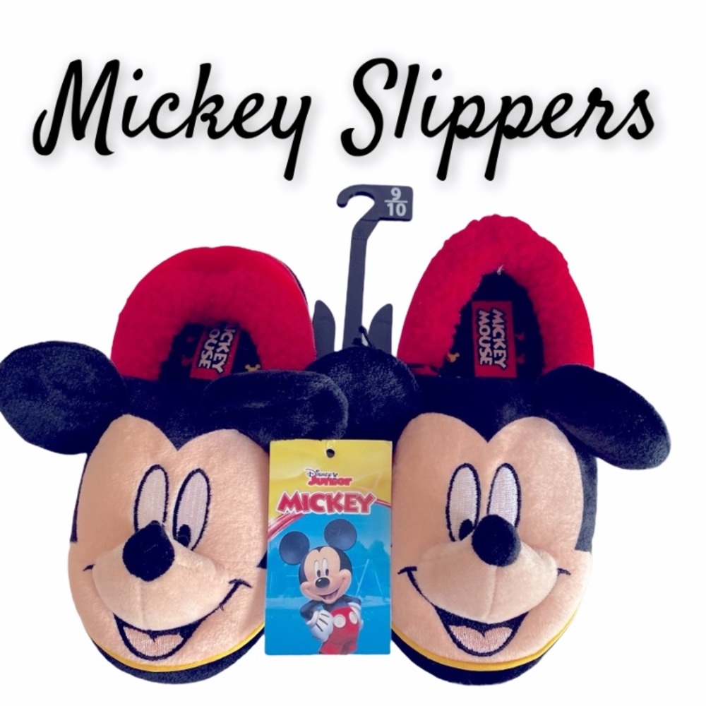 Disney Mickey Mouse Slippers Plush kids size 9/10